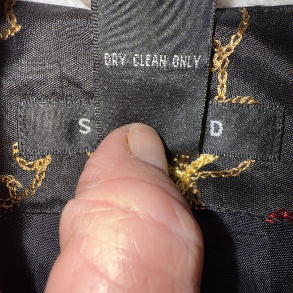 Silkland Fringed Maxi black Floral Embroidered  skirt Brown/Gold/Red Sz 10 - Picture 6 of 8